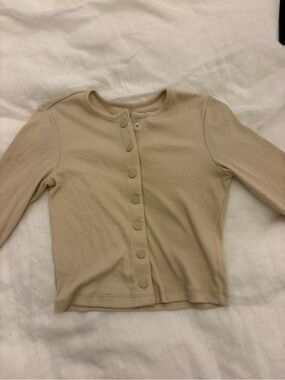 Outdoor Voices Ribbed Button-Front Top - Beige